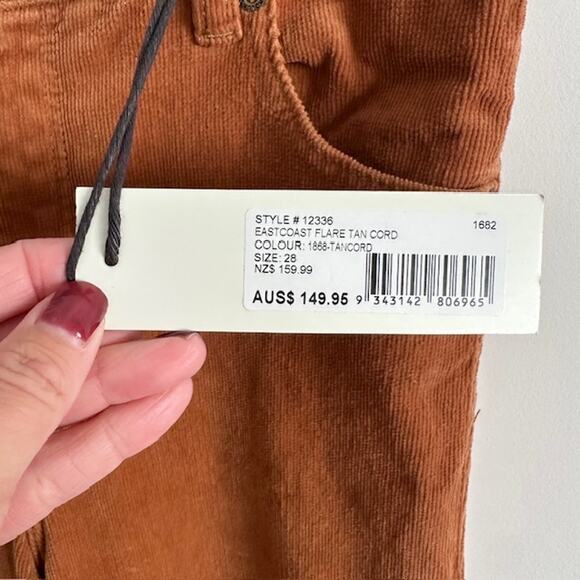 Rolla's NWT Eastcoast Flare High Rise Corduroy Pants Size: 28 Color: Tan - Picture 10 of 12